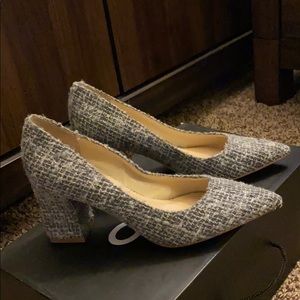 Marc Fisher grey tweed low block heels